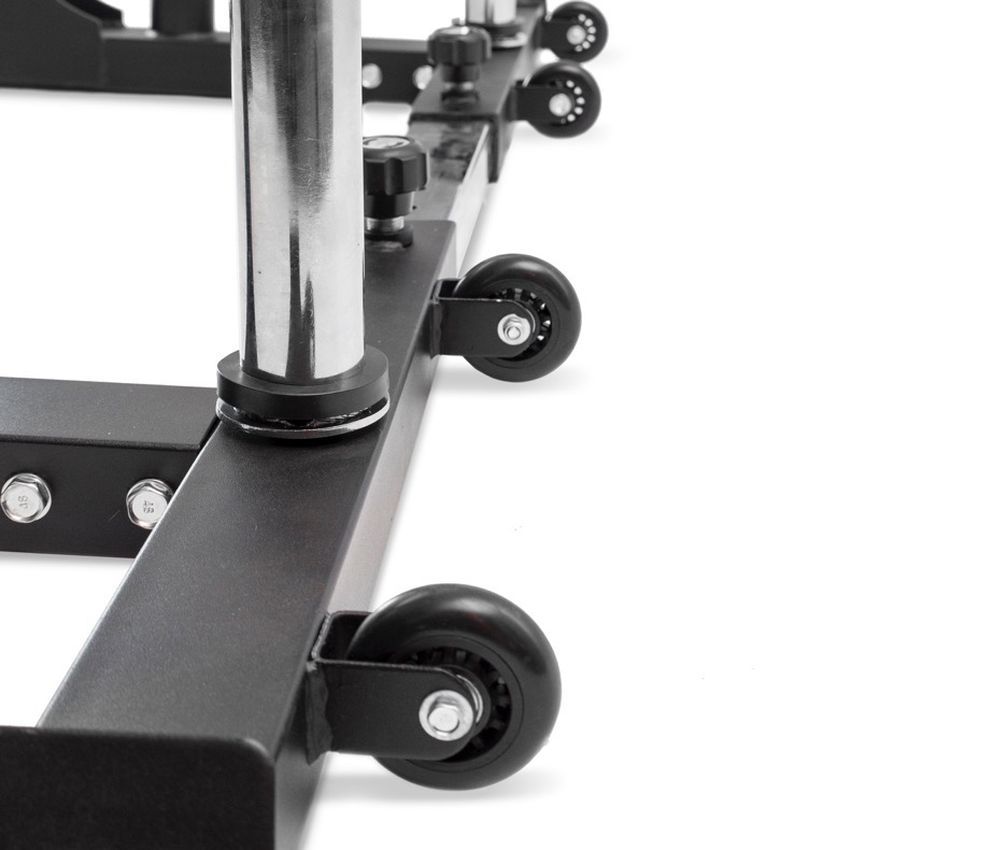 Rack sentadillas regulable detalle ruedas